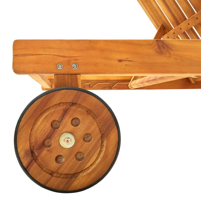 vidaXL Patio Lounge Chair Outdoor Sunbed Poolside Sunlounger Solid Wood Acacia - 78.3  x 23.2 /24.8  x 11.8 /24.4 /29.9 /33.5