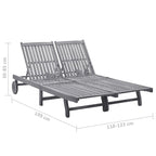 vidaXL Patio Lounge Chair Outdoor Sunbed Poolside Sunlounger Solid Wood Acacia - 78.3  x 23.2 /24.8  x 11.8 /24.4 /29.9 /33.5