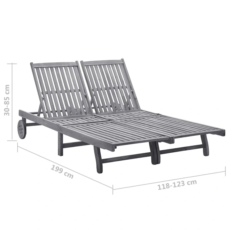 vidaXL Patio Lounge Chair Outdoor Sunbed Poolside Sunlounger Solid Wood Acacia - 78.3  x 23.2 /24.8  x 11.8 /24.4 /29.9 /33.5