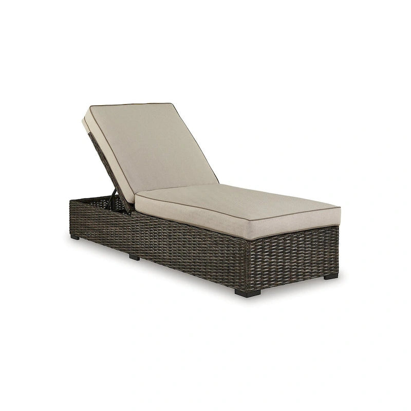 Signature Design by Ashley Coastline Bay Brown Outdoor Chaise Lounge with Cushion - 28.13  W x 76.88  D x 17.25  H