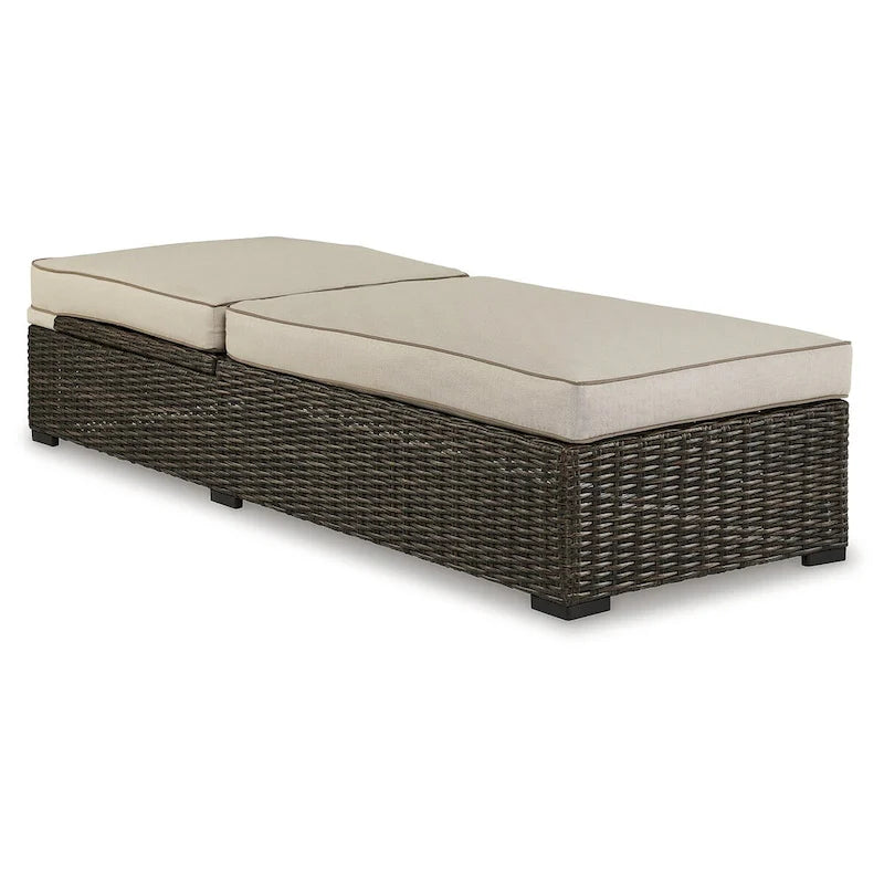 Signature Design by Ashley Coastline Bay Brown Outdoor Chaise Lounge with Cushion - 28.13  W x 76.88  D x 17.25  H