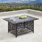 Aluminum 48in Fire Table Set with Four Swivel Rockers & Accessories