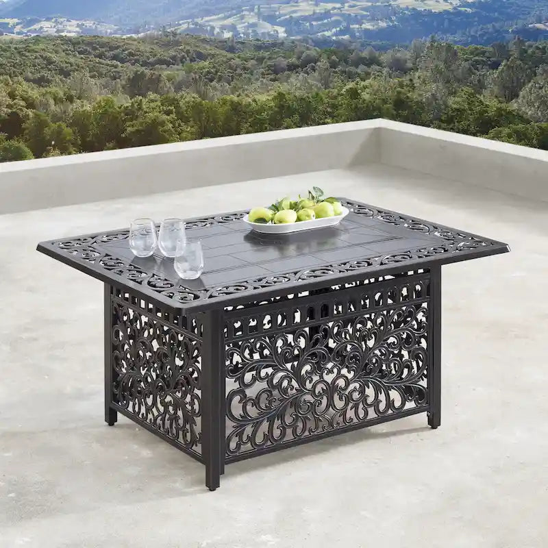 Aluminum 48in Fire Table Set with Four Swivel Rockers & Accessories
