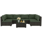 Patio Watcher Morden Outdoor 7-Piece Rattan Wicker Sectional Set Suit for Backyard