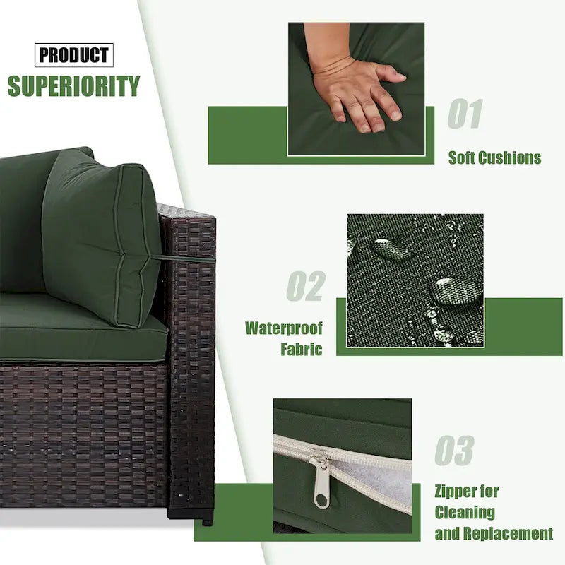 Patio Watcher Morden Outdoor 7-Piece Rattan Wicker Sectional Set Suit for Backyard