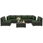 Patio Watcher Morden Outdoor 7-Piece Rattan Wicker Sectional Set Suit for Backyard