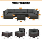 Patio Watcher Morden Outdoor 7-Piece Rattan Wicker Sectional Set Suit for Backyard