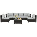Patio Watcher Morden Outdoor 7-Piece Rattan Wicker Sectional Set Suit for Backyard