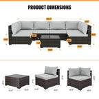 Patio Watcher Morden Outdoor 7-Piece Rattan Wicker Sectional Set Suit for Backyard