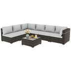 Patio Watcher Morden Outdoor 7-Piece Rattan Wicker Sectional Set Suit for Backyard