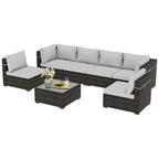 Patio Watcher Morden Outdoor 7-Piece Rattan Wicker Sectional Set Suit for Backyard