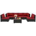 Patio Watcher Morden Outdoor 7-Piece Rattan Wicker Sectional Set Suit for Backyard