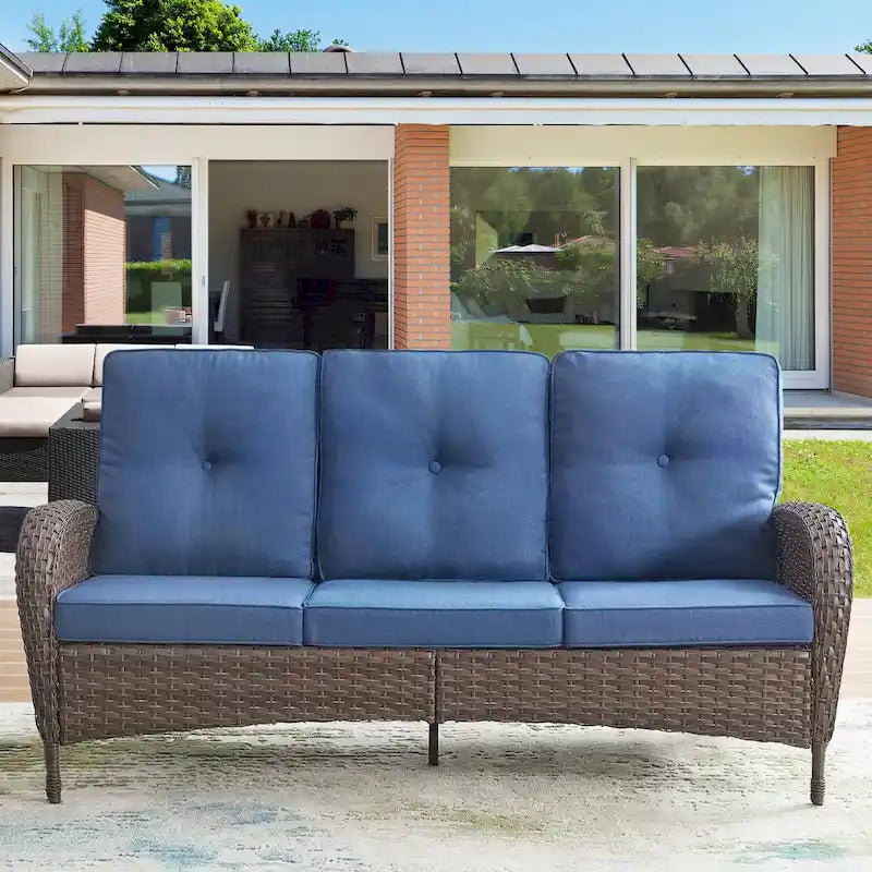 4 Piece Outdoor Sofa Swivel Chair with Table - Brown