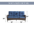 4 Piece Outdoor Sofa Swivel Chair with Table - Brown