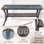 4 Piece Outdoor Sofa Swivel Chair with Table - Brown