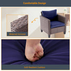 LIVOOSUN 6Pcs Patio Furniture Conversation Brown Wicker Sofa Set w/Side Table