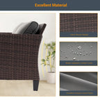 LIVOOSUN 6Pcs Patio Furniture Conversation Brown Wicker Sofa Set w/Side Table