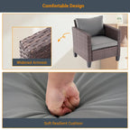 LIVOOSUN 6Pcs Patio Furniture Conversation Brown Wicker Sofa Set w/Side Table