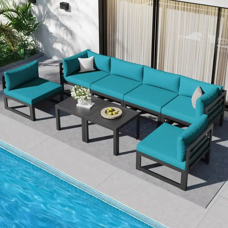 FINCATI Aluminum Patio Furniture Set Outdoor Conversation Sofa with Table - 8 Pieces