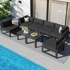 FINCATI Aluminum Patio Furniture Set Outdoor Conversation Sofa with Table - 8 Pieces