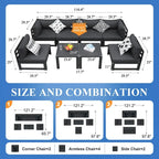 FINCATI Aluminum Patio Furniture Set Outdoor Conversation Sofa with Table - 8 Pieces