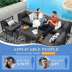 FINCATI Aluminum Patio Furniture Set Outdoor Conversation Sofa with Table - 8 Pieces