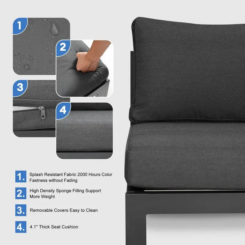 FINCATI Aluminum Patio Furniture Set Outdoor Conversation Sofa with Table - 8 Pieces