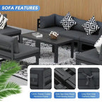 FINCATI Aluminum Patio Furniture Set Outdoor Conversation Sofa with Table - 8 Pieces
