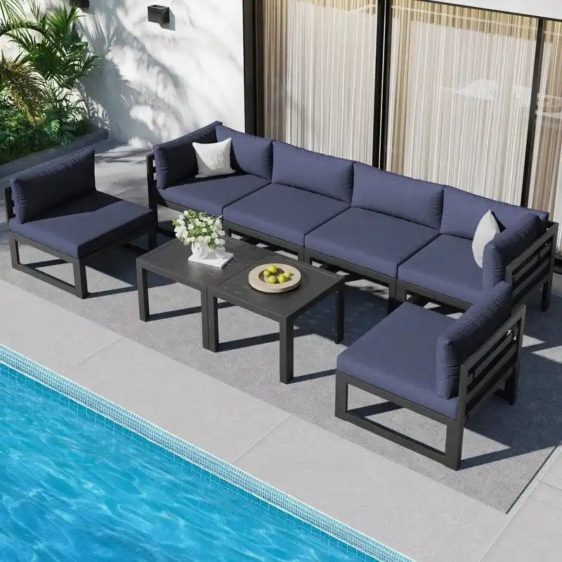 FINCATI Aluminum Patio Furniture Set Outdoor Conversation Sofa with Table - 8 Pieces
