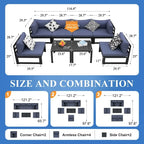 FINCATI Aluminum Patio Furniture Set Outdoor Conversation Sofa with Table - 8 Pieces