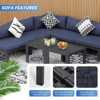 FINCATI Aluminum Patio Furniture Set Outdoor Conversation Sofa with Table - 8 Pieces
