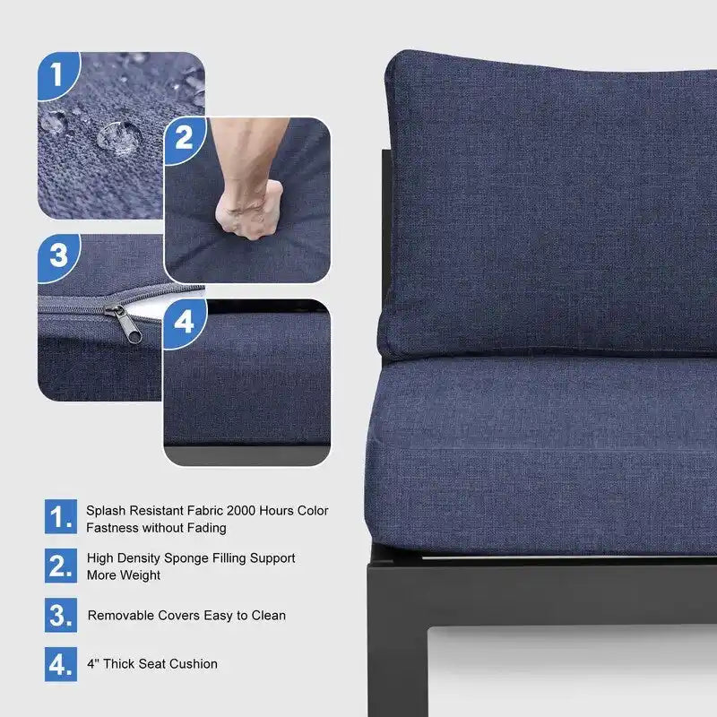 FINCATI Aluminum Patio Furniture Set Outdoor Conversation Sofa with Table - 8 Pieces