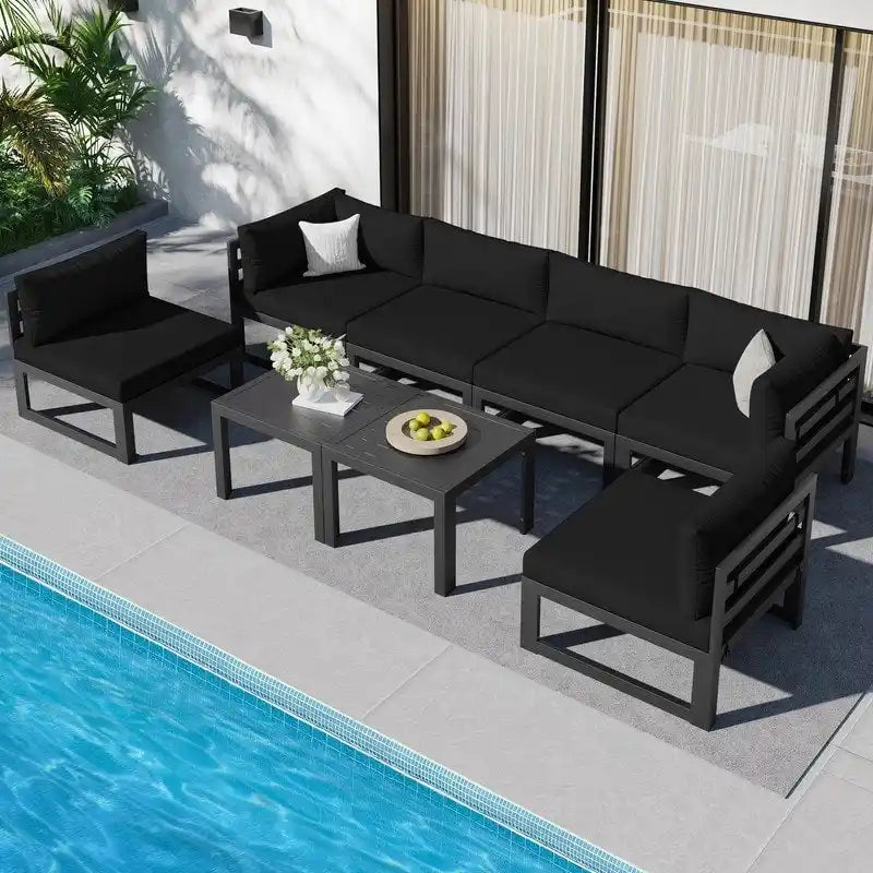 FINCATI Aluminum Patio Furniture Set Outdoor Conversation Sofa with Table - 8 Pieces