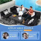 FINCATI Aluminum Patio Furniture Set Outdoor Conversation Sofa with Table - 8 Pieces