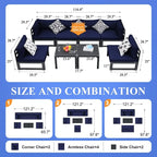FINCATI Aluminum Patio Furniture Set Outdoor Conversation Sofa with Table - 8 Pieces