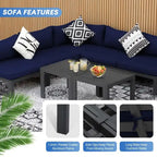 FINCATI Aluminum Patio Furniture Set Outdoor Conversation Sofa with Table - 8 Pieces