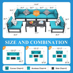 FINCATI Aluminum Patio Furniture Set Outdoor Conversation Sofa with Table - 8 Pieces