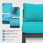 FINCATI Aluminum Patio Furniture Set Outdoor Conversation Sofa with Table - 8 Pieces