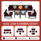 FINCATI Aluminum Patio Furniture Set Outdoor Conversation Sofa with Table - 8 Pieces