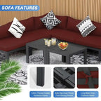 FINCATI Aluminum Patio Furniture Set Outdoor Conversation Sofa with Table - 8 Pieces