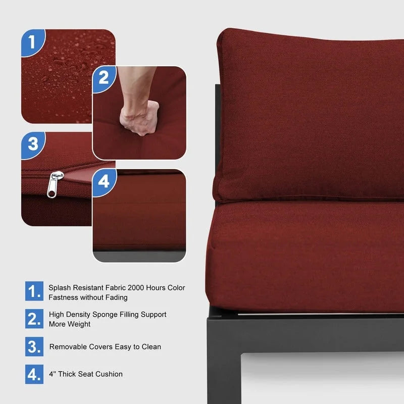 FINCATI Aluminum Patio Furniture Set Outdoor Conversation Sofa with Table - 8 Pieces