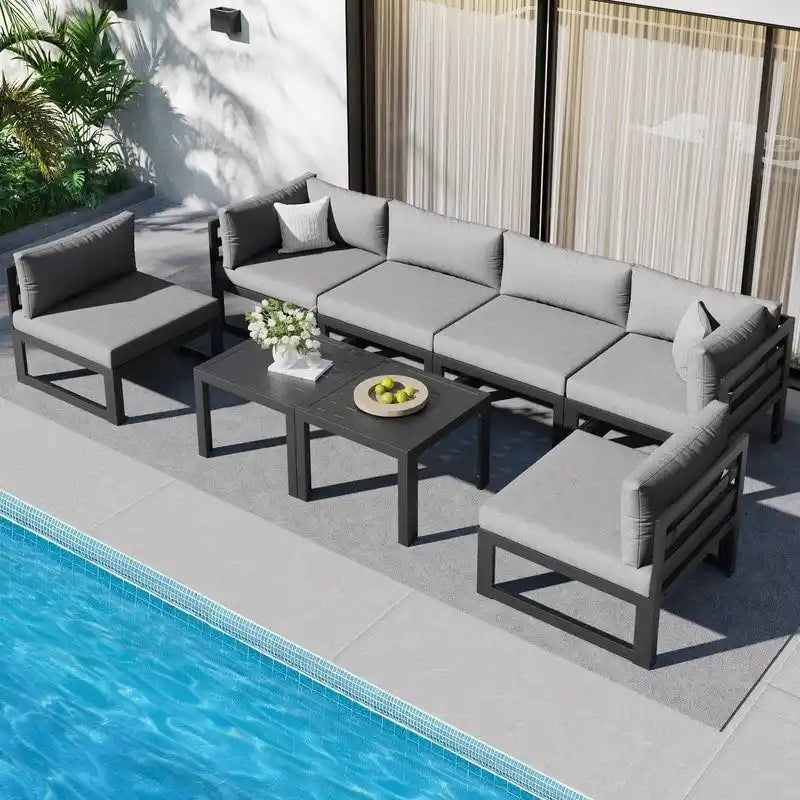 FINCATI Aluminum Patio Furniture Set Outdoor Conversation Sofa with Table - 8 Pieces