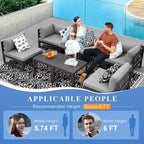 FINCATI Aluminum Patio Furniture Set Outdoor Conversation Sofa with Table - 8 Pieces