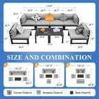 FINCATI Aluminum Patio Furniture Set Outdoor Conversation Sofa with Table - 8 Pieces