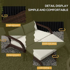 Outsunny Wicker Adirondack Chair for 2 with Cushions & Footrests, PE Rattan Fire Pit Chair