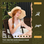 Outsunny Wicker Adirondack Chair for 2 with Cushions & Footrests, PE Rattan Fire Pit Chair