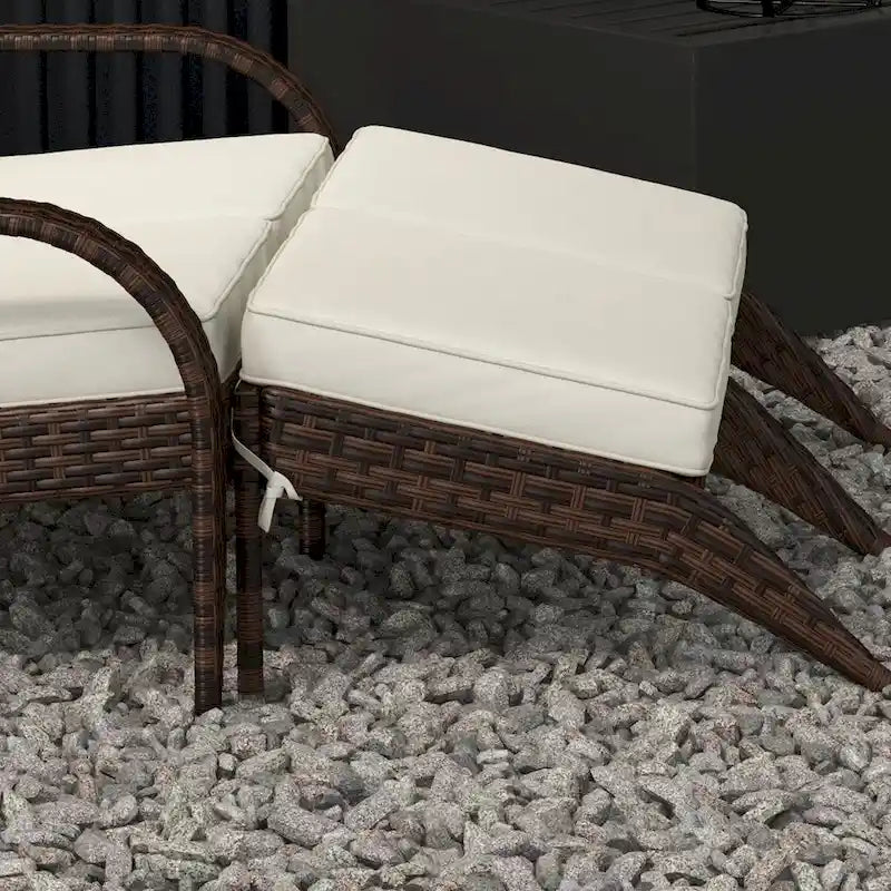 Outsunny Wicker Adirondack Chair for 2 with Cushions & Footrests, PE Rattan Fire Pit Chair