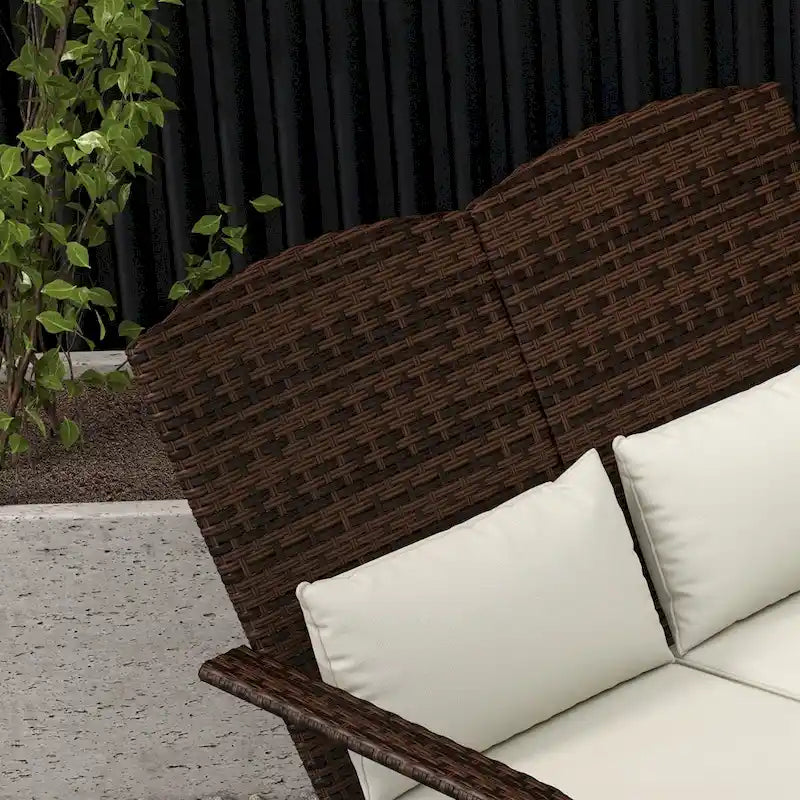 Outsunny Wicker Adirondack Chair for 2 with Cushions & Footrests, PE Rattan Fire Pit Chair