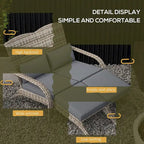 Outsunny Wicker Adirondack Chair for 2 with Cushions & Footrests, PE Rattan Fire Pit Chair