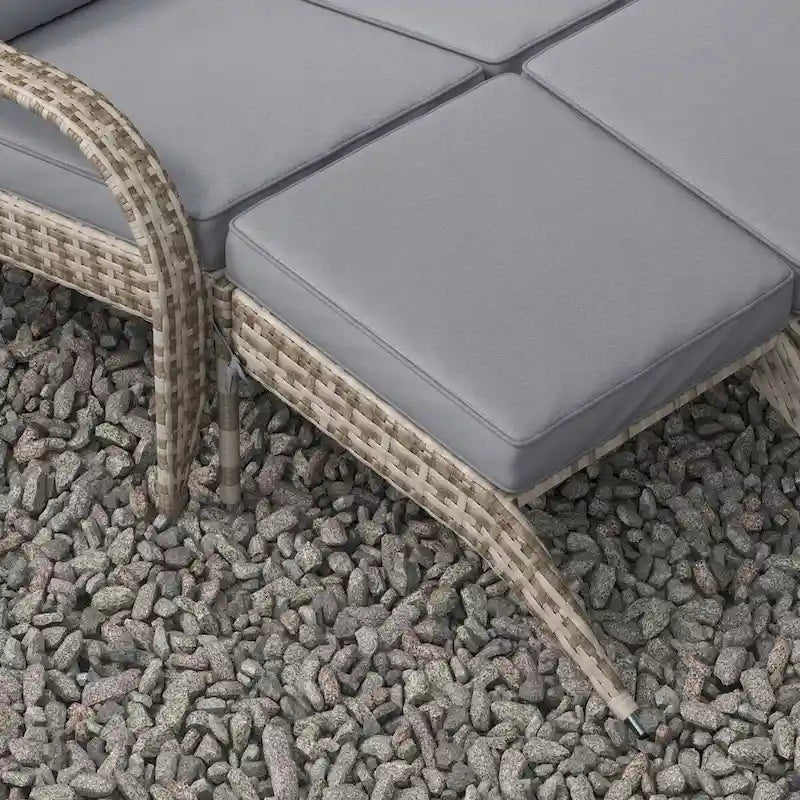 Outsunny Wicker Adirondack Chair for 2 with Cushions & Footrests, PE Rattan Fire Pit Chair